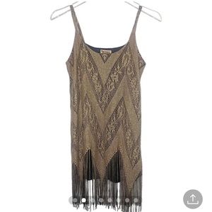 Show me Your Mumu mini fringe gold dress